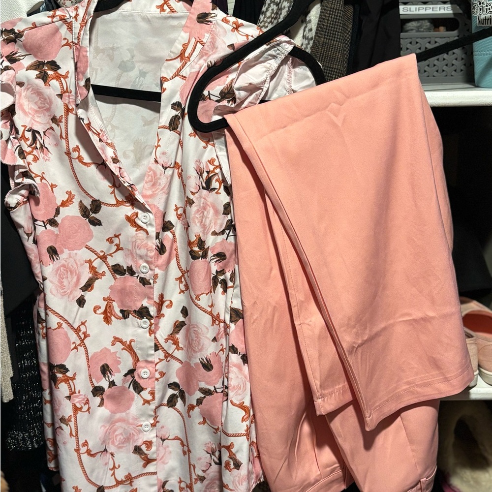 SHEIN Pink Floral Jumpsuit